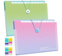 Qaestuan 2 Pcs Porte Document Matière Plastique, Trieur 12 Compartiments A4, Trieur à Documents avec Fermeture Snap, Convient à la Maison, à l'École et au Bureau (Pente)