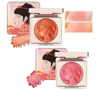 Qaestuan 2 Pièces Blush en Poudre, Fard à Joues, Maquillage Fard à Joue Illuminateur de Teint, Makeup, Blush Poudre Compact, Longue Durée, Résistant à L'eau et à La Transpiration