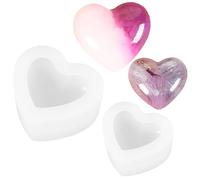 Qaestuan 2 Pièces Moule Bougie Silicone, Resine Epoxy Moule Silicone, Moule en Silicone Forme de Coeur, Moule Silicone Résine, Moule à Bougies pour la Fabrication de Bougies, pour Parfumée, Savon