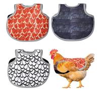 Qaestuan 4 Pcs Selle de Poulet, Tablier de Selle de Poulet Poule avec Sangles, Gilet de Sécurité pour Poules, Protection Dorsale et Latérale, Accessoires de Protection des Plumes Volaille