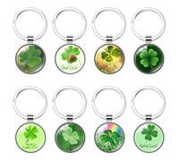 Qaestuan 8 Pièces Porte-clés Trèfle à Quatre Feuilles, Porte Cle Porte Bonheur, Fortune Keychain, Porte-clés Charm étincelant, pour Cadeau, Voiture, Pendentif Décoratif pour Hommes, Femmes