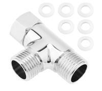 Qaestuan Adaptateur en Forme de T, 3 Voies en Acier Inoxydable G1/2"(Ø 20mm) avec 6 Rondelles, Valve D'inverseur de Douche en T en Acier Inoxydable, pour Robinet de Rinçage de Toilettes