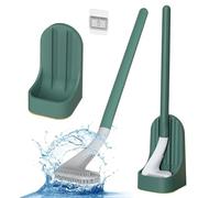 Qaestuan Brosse Toilette Golf à Long Manche, 360º Pas d'impasse Nettoyage, Montage Mural en Silicone pour Salle de Bains ou WC d'hôtes (Vert)