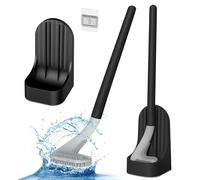 Qaestuan Brosse Toilette Golf, Brosse de Toilette à Long Manche, 360º Pas d'impasse Nettoyage, Montage Mural Brosse Toilette Silicone, pour Salle de Bains ou WC d’hôtes (Noir)