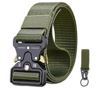 Qaestuan Ceinture Tactique pour Hommes, avec Boucle Métallique à Dégagement Rapide, Réglable Ceinture Toile Homme, 120cm Ceintures Militaire de Travail, pour Randonnée, Sports Plein Air (Vert Armée)