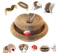 Qaestuan Griffoir pour Chat Magic Organ Grattoir avec Balle Cloche | Cat Scratching Board Magique Pliable Carton Ondulé Tapis à Griffer Interieur Cat Toys Accessoire