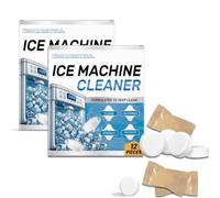 Qaestuan Lot de 24 Nettoyant pour Machine à Glaçons, Détartrants pour Machine à Glace, Tablettes de Nettoyage Très Efficaces, Élimine les Odeurs, la Saleté et les Accumulations
