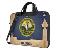 qahuopp Sac d'ordinateur avec poignée de transport pour ordinateur portable de 13, 14, 15,6" et imprimé drapeau de l'Oregon abstrait Map03, Noir , 14 inch