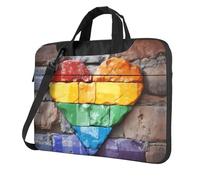 qahuopp Sac d'ordinateur avec poignée de transport pour ordinateur portable de 13 à 14 et 15,6 pouces Motif drapeau arc-en-ciel, Noir , 13 inch