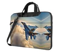 qahuopp Sac d'ordinateur imprimé avions de chasse avec poignée de transport pour ordinateur portable 13 14 15,6 pouces, Noir , 14 inch