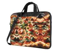 qahuopp Sac d'ordinateur imprimé pizza pepperoni 3D avec poignée de transport pour ordinateur portable 13 14 15,6 pouces, Noir , 15.6 inch