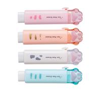 Qaixwuyi 4 pièces Gomme à effacer Push-Pull Durable Gomme à Pattes de Chat Mignonne et élégante pour Adultes Enfants 4 Couleurs Gomme pour L'école Bureau Peinture Dessin Conception