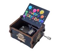 Qaixwuyi Boîte à Musique Bois Boîte à Musique Happy Birthday Boîte à Musique Manivelle Boîte à Musique Vintage Boîte à Musique Sculptée Mini Boîte à Musique Cadeau d'anniversaire Famille Amis