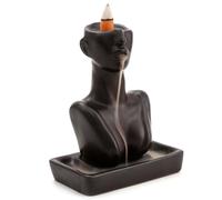 Qaixwuyi Bruleur D'encens Brun Foncé Porte Encens Céramique Backflow Incense Burner avec 20 Encens Cone Refoulement 1 Pince 1 Tapis pour Méditation Yoga Bureau Chambre à Coucher Salon