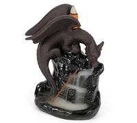 Qaixwuyi Dragon Porte Encens Céramique Bruleur D'encens Backflow Incense Burner avec 20 Encens Cone Refoulement 30 Bâtons D'encens 1 Pince 1 Tapis pour Méditation Yoga Bureau Chambre à Coucher Salon