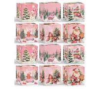 Qaixwuyi Lot de 12 boîtes cadeaux de Noël, boîte à biscuits, calendrier de l'Avent à remplir, calendrier de Noël, calendrier de l'Avent pour boulangerie, chocolat, boîte à chocolats, emballage