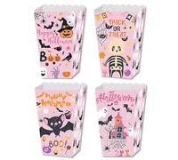 Qaixwuyi Lot de 8 sachets à pop-corn Halloween, bonbons, pop-corn, 4 motifs de sacs pour barres de sel, bonbons, biscuits, chocolats, rose