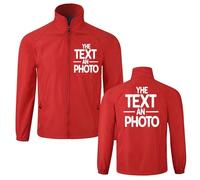 Qalviora Veste coupe-vent Softshell personnalisée pour homme et femme - Texte personnalisé - Logo image coupe-vent - Fermeture éclair intégrale - Manches longues - Manteau pour équitation, course à