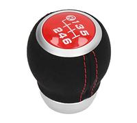 Qalvona 6 Speed Gear Shift Knob, Pommeau de Vitesse Manuel Rouge, Remplacement pour - Design Ergonomique, Résistant à l'Abrasion, Conduite Confortable et Précise (Haut rouge)