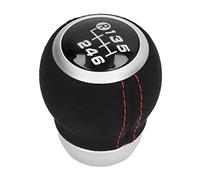 Qalvona 6 Speed Gear Shift Knob, Pommeau de Vitesse Manuel Rouge, Remplacement pour - Design Ergonomique, Résistant à l'Abrasion, Conduite Confortable et Précise (Haut noir)