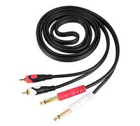 Qalvona Câble Audio Double Jack 6,35 mm Vers 2, Câble Line Pour Guitare, Conducteur Cuivre Sans Oxygène - Haute Transmission, Blindage Antiparasite, Connectique Professionnelle