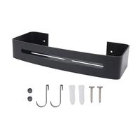 Qalvona Étagère Murale de Salle de Bain, Rack de Douche Simple Couche en Aluminium Espace, 32cm Noir - Solution de Rangement Pratique, Durable Anti - Rouille, Installation Facile (Noire)