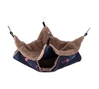 Qalvona Hamac Double Couche Chaud pour Animaux, Polyester et Peluche Lapin, Facile à Installer, Confortable et Respirant - Usage Multi-Fonctions pour Petits Rongeurs, Fixation Sécurisée, (S Oiseau)