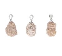 Qalvona Pierre Rose du Désert, 3 Pièces, Pendentif Multi Usage, Pierres Naturelles, Couleur Sable - Symbole de Force, Accessoire de Mode, Décoration et Création de Bijoux