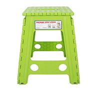 Qalvona Tabouret Pliant en Plastique, Escabeau Antidérapant, Taille 29x22x45cm, Portable et Pliable - Design Compact, Sécurité Renforcée, Usage Intérieur et Extérieur (Point Blanc Vert Bonbon)