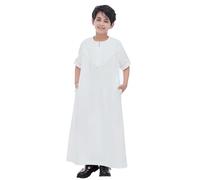 Qamis Enfant Garcon de Ramadan Djellaba Enfant Garçon Priere Islamique Qamis Manches Courtes Robe de Priere Dubai Robe Musulmane Marocaine Djellaba Caftan Jilbab Abaya