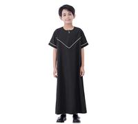 Qamis Enfant Garcon de Ramadan Djellaba Enfant Garçon Priere Islamique Qamis Manches Courtes Robe de Priere Dubai Robe Musulmane Marocaine Djellaba Caftan Jilbab Abaya