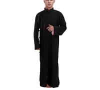 Qamis Homme Dengri Tunisien Deguisement Aladin Adulte Boubou Sénégalais Grand Toubab Style Africain Turquie Col Droit Boutons Pression Coton Bio Djellaba Musulman Femme Marocaine Caftan b-Le noir XL