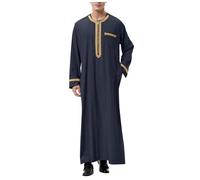 Qamis Homme Musulman Caftan à Manches Longues Ramadan Eid Islamique Marocain Style Caftan Grande Taille Musulmane Robe Hommes Chemise de Nuit Élégante Tunique Abaya pour Ethnique, Mariage, Soirée