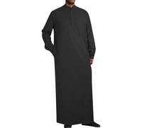 Qamis Homme Musulman Caftan à Manches Longues Ramadan Eid Islamique Marocain Style Caftan Grande Taille Musulmane Robe Hommes Chemise de Nuit Élégante Tunique Abaya pour Ethnique, Mariage, Soirée