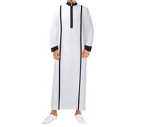 Qamis Homme Musulman Ensemble Djellaba Et Traditionnel Couleur Unie Pour Eid Costume Africain Complet Bazin Teint En Bleu Roi Maillot De Bain Femme Tunique Deguisement Aladin Adulte Blanc-A L
