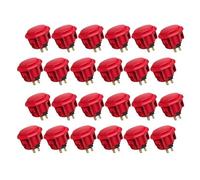 QANBA D-lite Lot de 24 boutons d'arcade originaux à clipser pour machines d'arcade à faire soi-même 30 mm Rouge (DL06)