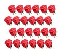 QANBA D-lite Lot de 24 boutons d'arcade originaux à clipser pour machines d'arcade DIY 24 mm Rouge (EL06)