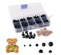 Qanye 135 Pièces Yeux et Nez de Sécurité en Plastique, Yeux de Poupée, Yeux de Jouet D'artisanat, Comprennent 100 Yeux Sécurité, 35 Nez Sécurité et 135 Rondelles, pour Fabrication Jouets Mous