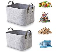 Qanye 2 Pièces Seau de Rangement en Feutre, Sac en Feutre Gris, Grand Panier en Feutre, 2 Spécifications, pour Stocker Vêtements Sales, Objets en Désordre, Jouets pour Enfants