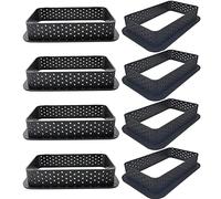 Qanye 8 Pièces Moule à GâTeau Mousse, Moule à Anneau de Tarte à la Mousse Moule, Moule à Gâteau Perforé, Outils pour Anneau de Dessert Cuisson Bricolage (Rectangulaire)