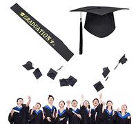 Qanye Chapeau Diplômé, Toque D’étudiant Chapeau, Écharpe Diplômé et Coiffe de Diplômé, pour la Cérémonie de Remise des Diplômes du Baccalauréat, Unisexe, Taille Ajustable