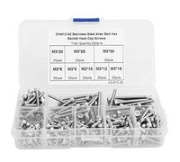 QANYEGN 200 pièces vis à tête cylindrique à six pans creux, Kit d'assortiment de vis M3, accessoires de quincaillerie dans une boîte en acier inoxydable