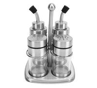 QANYEGN 4 pièces récipients d'assaisonnement, ensemble de pots à condiments en acier inoxydable, ensemble de pots d'assaisonnement avec support pour la maison et la cuisine