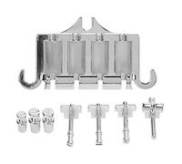 QANYEGN 4 String Hardtail Bridge, Metal Bridge Tailpieces, Saddles Tailpiece Replacement with Screws for Electric Bass Guitar Jazz Bass (Silver)