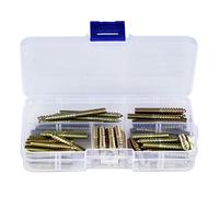 Qanyegn 80pcs M5 Vis de cheville, connecteur de meuble de travail du bois, boulon de cintre à vis à double extrémité pour pattes de meubles joints en bois
