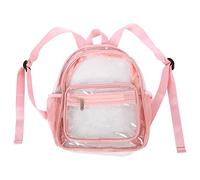 QANYEGN Clear Sac à dos, sac de lecture Clear Heavy Duty, PVC à l'épreuve de l'eau Voir à travers le sac à dos pour le travail scolaire, les femmes hommes (Rose)
