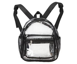 QANYEGN Clear Sac à dos, sac de lecture Clear Heavy Duty, PVC à l'épreuve de l'eau Voir à travers le sac à dos pour le travail scolaire, les femmes hommes (Noir)
