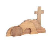 QANYEGN Décorations De Scène De Pques, Tombeau Vide De Jésus Et Ornement en Bois Croisé, Tombeau Vide en Bois Fait à la Main Croisé pour Fête, Maison, Mariage