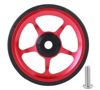 QANYEGN Easy Wheel, roue facile de vélo pliant en aluminium de 60 mm, roue d'entraînement à pousser avec vis de montage pour diverses surfaces et terrains (Noir Rouge)