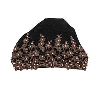 QANYEGN Enveloppements de tête turban, bonnet soyeux perlé pré-attachée, dentelle douce et chapeau de cheveux enlece en bois pour événement fantaisie ou usure de tous les jours (Karamellfarbe)